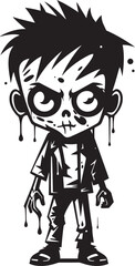Menacing Minors Vector Black Icon Design for Scary Zombie Kid Logo Chilling Children Iconic Black Vector Zombie Kid Emblem