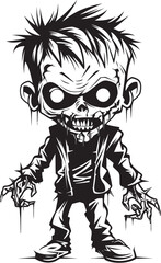 Spine Chilling Youth Vector Black Icon Design for Scary Zombie Kid Logo Frightening Infants Black Iconic Zombie Kid Logo in Vector