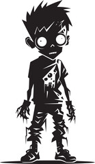 Frightening Infants Black Iconic Zombie Kid Logo in Vector Undead Little Ones Elegant Vector Design for Black Zombie Kid