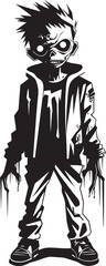 Eerie Offspring Vector Black Icon Design for Scary Zombie Kid Logo Spine Chilling Youth Elegant Black Zombie Kid Logo in Vector