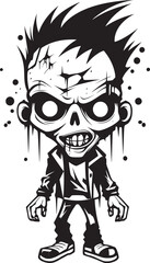 Frightening Infants Vector Black Icon Design for Scary Zombie Kid Emblem Undead Little Ones Black Iconic Zombie Kid Logo in Vector