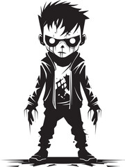 Undead Little Ones Black Iconic Zombie Kid Logo in Vector Haunting Offspring Elegant Vector Design of Black Zombie Kid