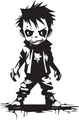 Little Nightmares Black Icon Design for Scary Zombie Kid in Vector Ghostly Youth Elegant Black Vector Zombie Kid Logo