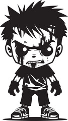 Sinister Siblings Elegant Vector Design for Black Zombie Kid Logo Terrifying Tots Black Icon Design for Scary Zombie Kid Logo in Vector