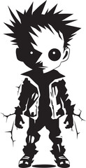 Terrifying Tots Black Icon Design for Scary Zombie Kid Logo in Vector Creepy Child of the Undead Vector Black Icon Design for Scary Zombie Kid
