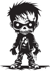 Creepy Totem Elegant Black Vector Zombie Kid Logo Fearful Infants Vector Black Icon Design for Scary Zombie Kid Emblem
