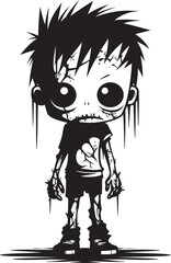 Undead Heirs Elegant Black Icon Design for Zombie Kid Logo in Vector Sinister Siblings Black Vector Zombie Kid Emblem