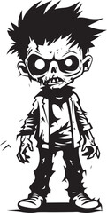 Chilling Children Vector Black Zombie Kid Logo Design Little Nightmares Black Icon Design for Scary Zombie Kid in Vector