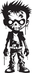Unearthly Offspring Black Iconic Zombie Kid Logo in Vector Dreadful Little Ones Vector Black Design for Scary Zombie Kid