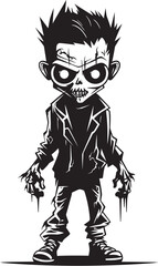 Frightening Infants Vector Black Icon Design for Scary Zombie Kid Emblem Undead Little Ones Elegant Vector Design for Black Zombie Kid