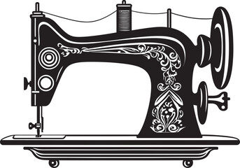 Stylish Seamstress Vector Black Icon Design for Chic Sewing Machine Precision Pintucks Elegant Vector Design for Black Sewing Machine