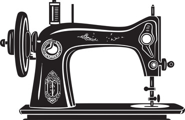 Tailored Threads Elegant Black Icon Design for Precision Sewing Machine Noir Needlecraft Vector Black Sewing Machine Logo in Elegant Design