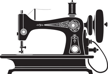 Stylish Stitcher Elegant Vector Design for Black Sewing Machine Precision Pintucks Vector Black Icon Design for Crafty Sewing Machine Logo