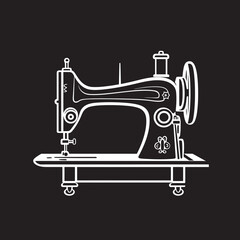 Monochrome Maker Black Icon Design for Vector Sewing Machine Emblem Needlecraft Noir Elegant Vector Design for Black Sewing Machine