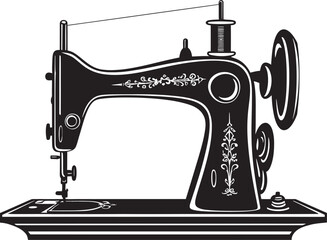 Elegant Embellishments Elegant Black Icon Design for Sleek Sewing Machine Noir Needlecraft Vector Black Icon Design for Crafty Sewing Machine
