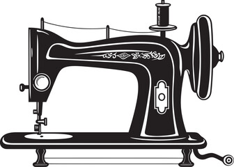 ThreadCraft Essence Elegant Vector Design for Sleek Sewing Machine Logo Tailored Threads Vector Black Icon Design for Crafty Sewing Machine