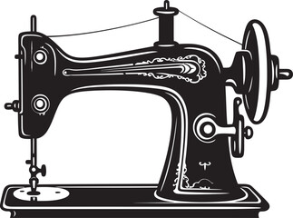 Precision Pintucks Elegant Vector Design for Crafty Sewing Machine Logo Noir Needlepoint Vector Black Icon Design for Elegant Sewing Machine