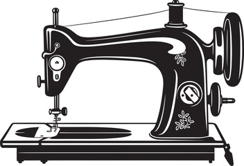 Elegance in Thread Vector Black Sewing Machine Logo Design StitchCraft Symphony Black Icon Design for Elegant Sewing Machine in Vector