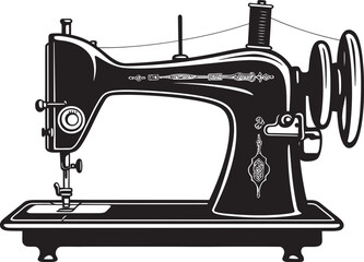 Noir Needlepoint Elegant Vector Design for Black Sewing Machine Sleek Sewing Vector Black Icon Design for Tailored Sewing Machine Logo