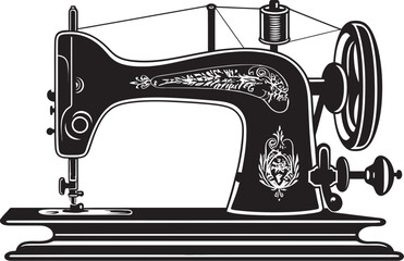 Monochromatic Mastery Elegant Vector Design for Black Sewing Machine Threaded Elegance Vector Black Icon Design for Crafty Sewing Machine Logo