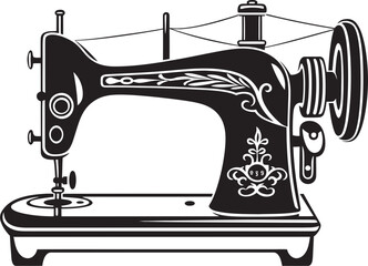 Chic Couture Elegant Vector Design for Sleek Sewing Machine Elegance in Thread Vector Black Icon Design for Black Sewing Machine