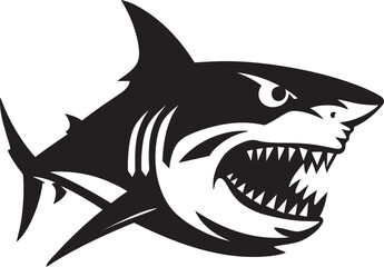 Majestic Predator Black Vector Icon Design for Shark Logo Fierce Fin Iconic Black Vector Shark Emblem