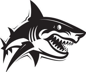 Oceanic Apex Black Icon Design for Fearsome Shark in Vector Swift Sea Sovereign Vector Black Shark Logo