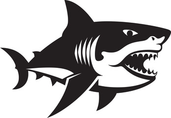 Sleek Swimmer Vector Black Icon Design for Majestic Shark Elegant Aquatic Apex Black Iconic Shark Logo in Vector