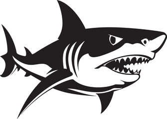 Underwater Dominance Elegant Black Shark Emblem Design Predators Presence Vector Black Icon Design for Fearsome Shark