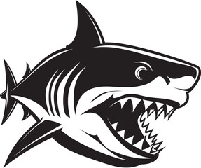 Underwater Guardian Elegant Black Shark Logo in Vector Sleek Predator Vector Black Icon Design for Dynamic Shark