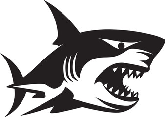 Oceanic Vigilance Vector Black Icon Design for Shark Emblem Sleek Swimmer Iconic Black Vector Shark Logo
