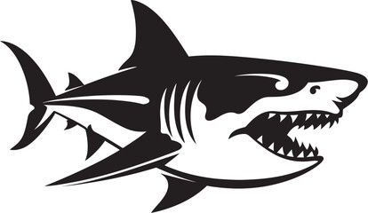 Fierce Fin Vector Black Icon Design for Iconic Shark Emblem Underwater Guardian Black Iconic Shark Logo in Vector