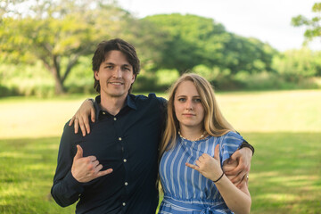 a happy couple outdoors