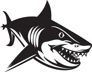 Marine Majesty Black Icon Design for Vector Shark Abyssal Dominance Vector Black Shark Logo Design