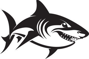 Oceanic Vigilance Vector Black Icon Design for Shark Emblem Silent Hunter Elegant Black Shark Logo in Vector