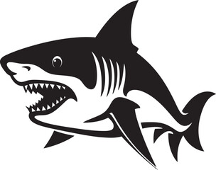 Abyssal Dominance Vector Black Shark Logo Design Swift Sea Sovereign Black Icon Design for Elegant Shark in Vector