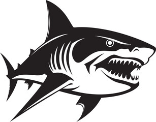 Underwater Dominance Vector Black Shark Logo Design Predators Presence Black Iconic Shark Logo in Vector