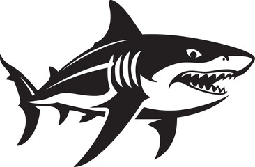 Underwater Guardian Vector Black Icon Design for Iconic Shark Sleek Predator Black Iconic Shark Logo in Elegant Vector