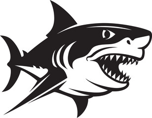 Underwater Dominance Vector Black Icon Design for Menacing Shark Logo Marine Majesty Elegant Black Shark Logo in Vector