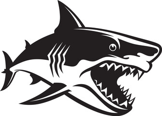 Predatory Majesty Black Iconic Shark Logo in Vector Oceanic Apex Elegant Black Shark Emblem Design