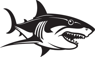 Dynamic Depths Elegant Vector Design for Iconic Shark Predatory Majesty Black Iconic Shark Logo in Vector