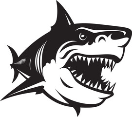 Sleek Swimmer Vector Black Icon Design for Majestic Shark Elegant Aquatic Apex Black Iconic Shark Logo in Vector