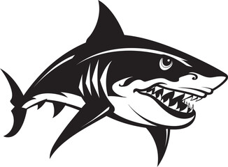 Fototapeta premium Underwater Dominance Elegant Black Shark Emblem Design Predators Presence Vector Black Icon Design for Fearsome Shark