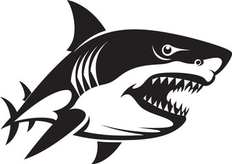 Elegant Aquatic Apex Black Iconic Shark Logo in Vector Silent Sea Ruler Elegant Vector Design for Dynamic Shark