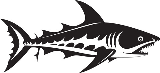 Fierce Fin Iconic Black Vector Shark Emblem Ocean Guardian Vector Black Icon Design for Shark Logo
