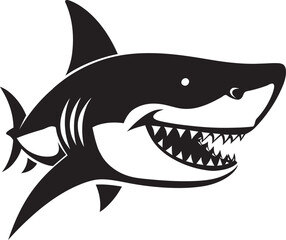 Silent Sea Power Black Iconic Shark Logo in Elegant Vector Majestic Predator Elegant Vector Design for Shark Emblem