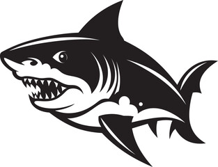 Oceanic Vigilance Black Iconic Shark Emblem Design Silent Hunter Elegant Vector Design for Black Shark