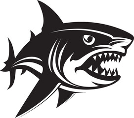 Fierce Fin Vector Black Icon Design for Elegant Shark Logo Underwater Guardian Elegant Black Shark Logo in Vector