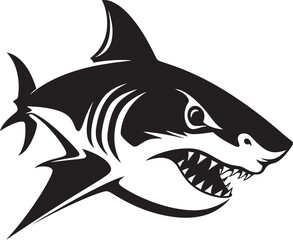 Sleek Predator Vector Black Icon Design for Dynamic Shark Oceanic Vigilance Black Iconic Shark Emblem Design