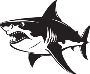 Oceanic Sovereignty Vector Black Icon Design for Menacing Shark Silent Sea Power Elegant Black Shark Logo in Vector
